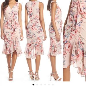 Eliza J floral Chiffon Faux Wrap Dress